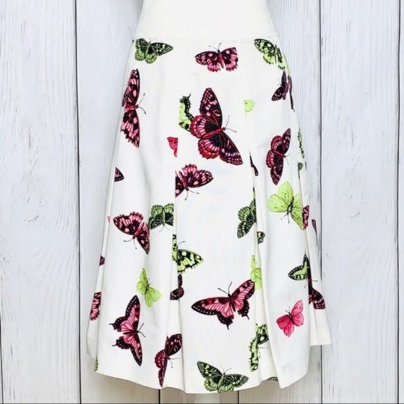 Talbots Soft White Butterfly Midi Skirt - Picture 1 of 5
